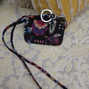 Vera Bradley ID wallet Floral Black Crossbody Bag